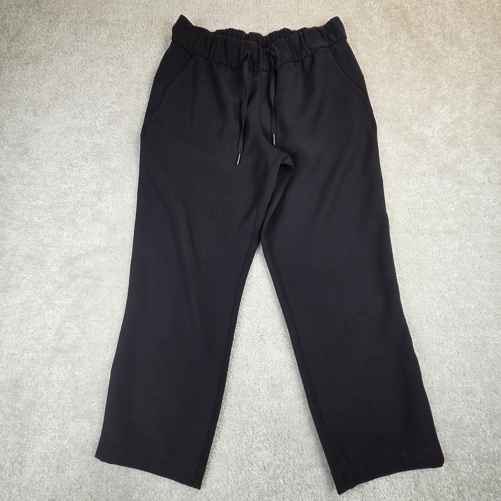Lululemon Woven On the Fly Crop Pants Black Size 6 Drawstring Athleisure Travel